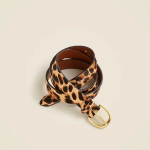 J. Crew Leopard Print Belt with Gold Buckle